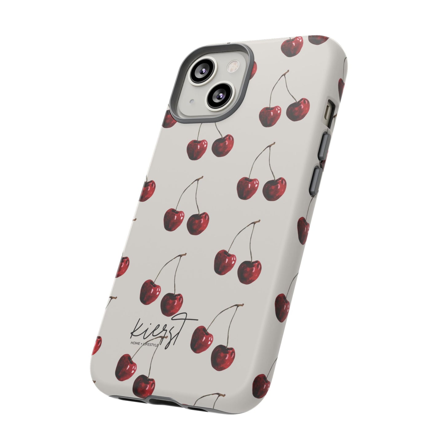 Moody Cherry Stems on White Bone iPhone Case | Timeless Contrast With A Twist of Charm