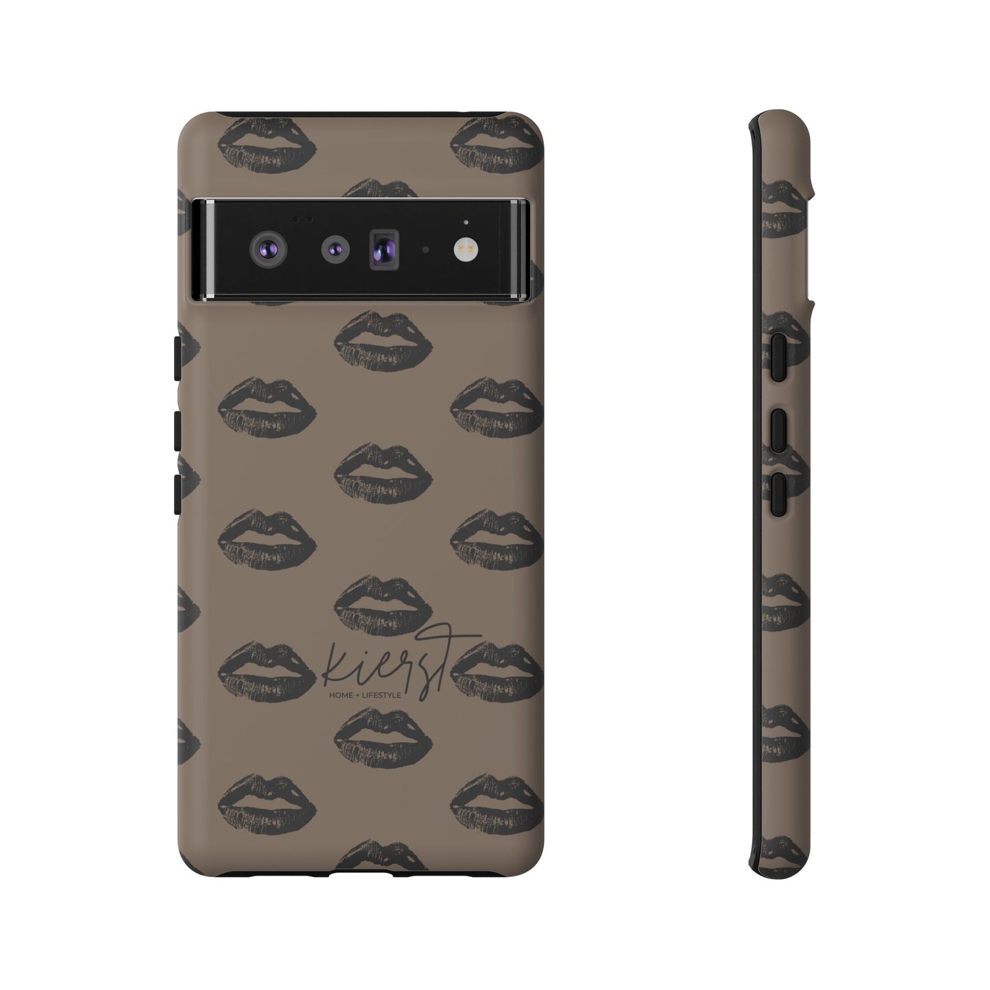 Black Lips on Mocha Google Pixel Phone Case | Soft Edge, Bold Energy
