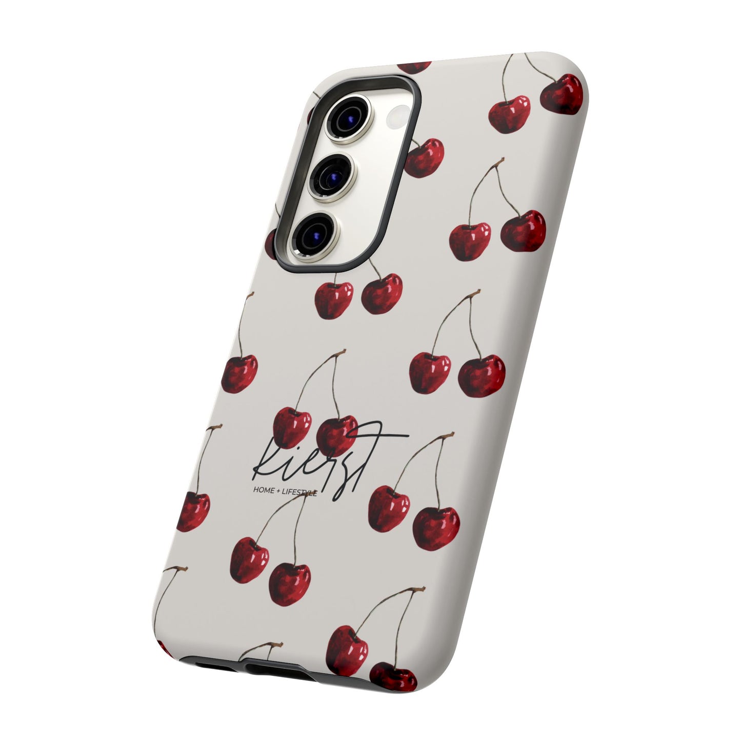 Moody Cherry Stems on White Bone Samsung Galaxy Case | Understated Luxury With A Playful Bite
