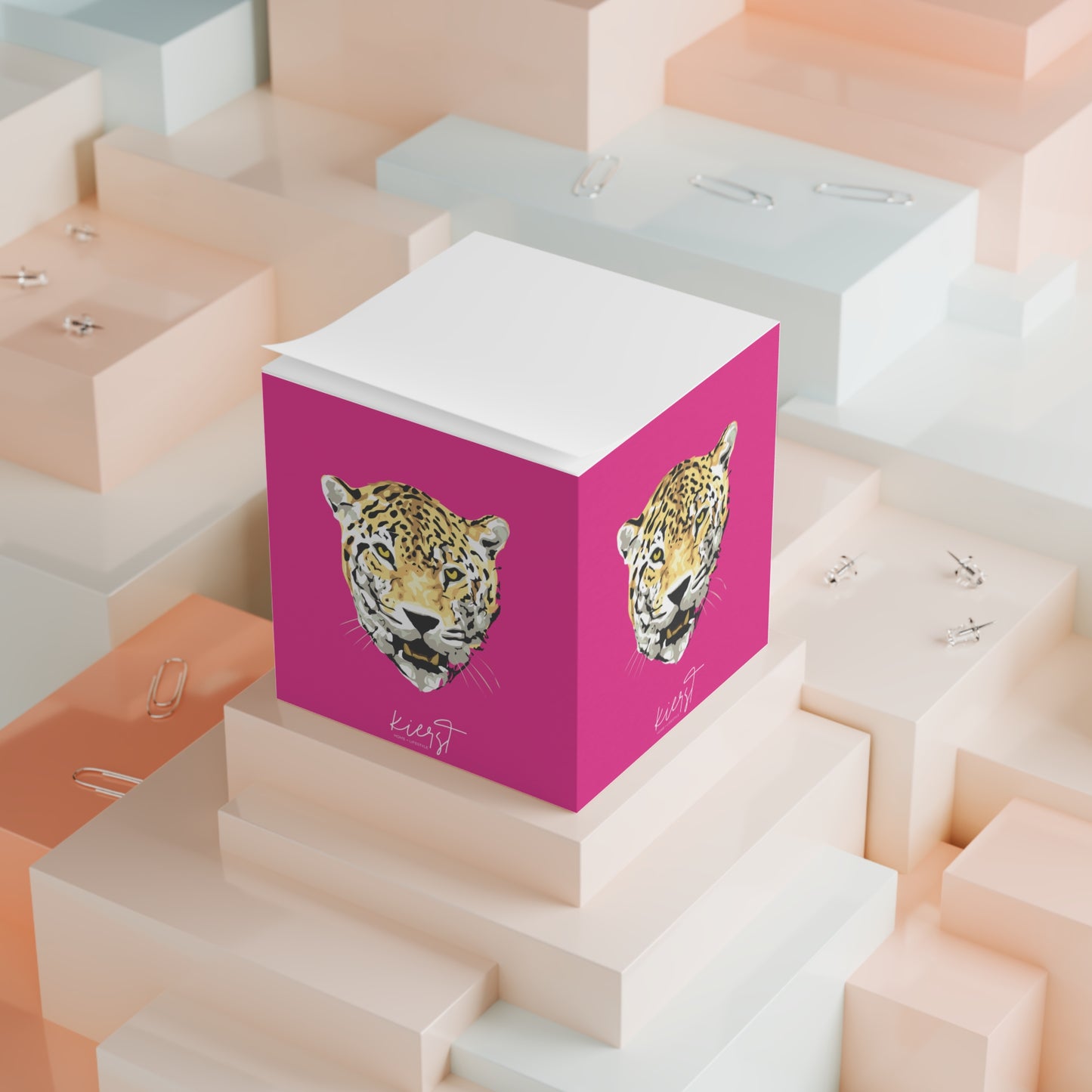 Leopard Head Sticky Note Cube | Signature Hot Pink – Limited Edition | Power Meets Pink