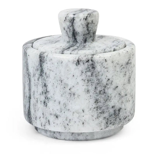 Marble Spice Cellar with Lid | Luxe Kitchen Storage in White and Grey or Black Marble