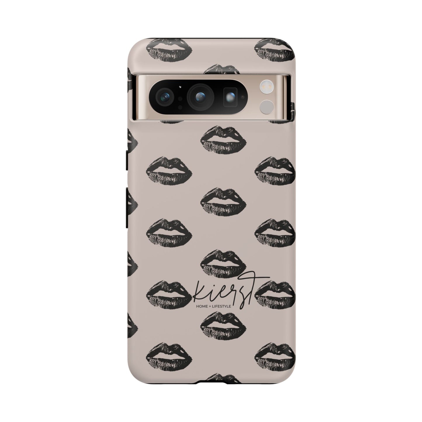 Black Lips on Oat Google Pixel Case | Minimalist Neutrals with a Bold Edge