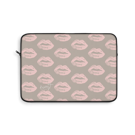 Pillow Talk-Inspired Lips on Oat Laptop Sleeve | Flirty Neutrals for Everyday Glam