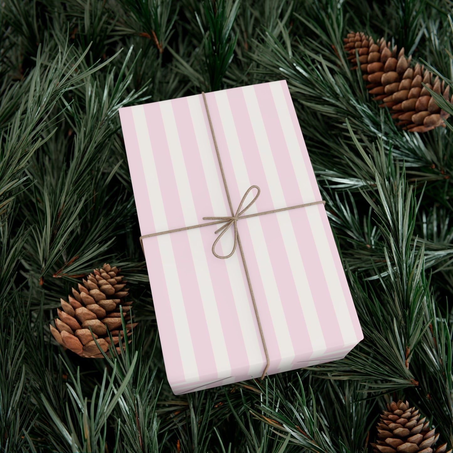 kierst Signature Pink + Cream Striped Gift Wrap