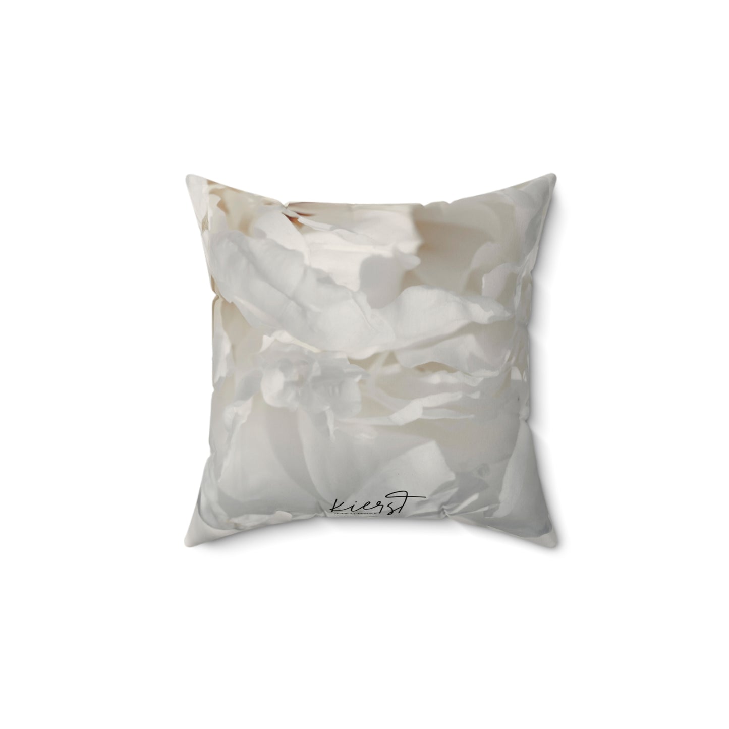 White Peony Printed Square Pillow – Soft Neutrals, Seamless Style