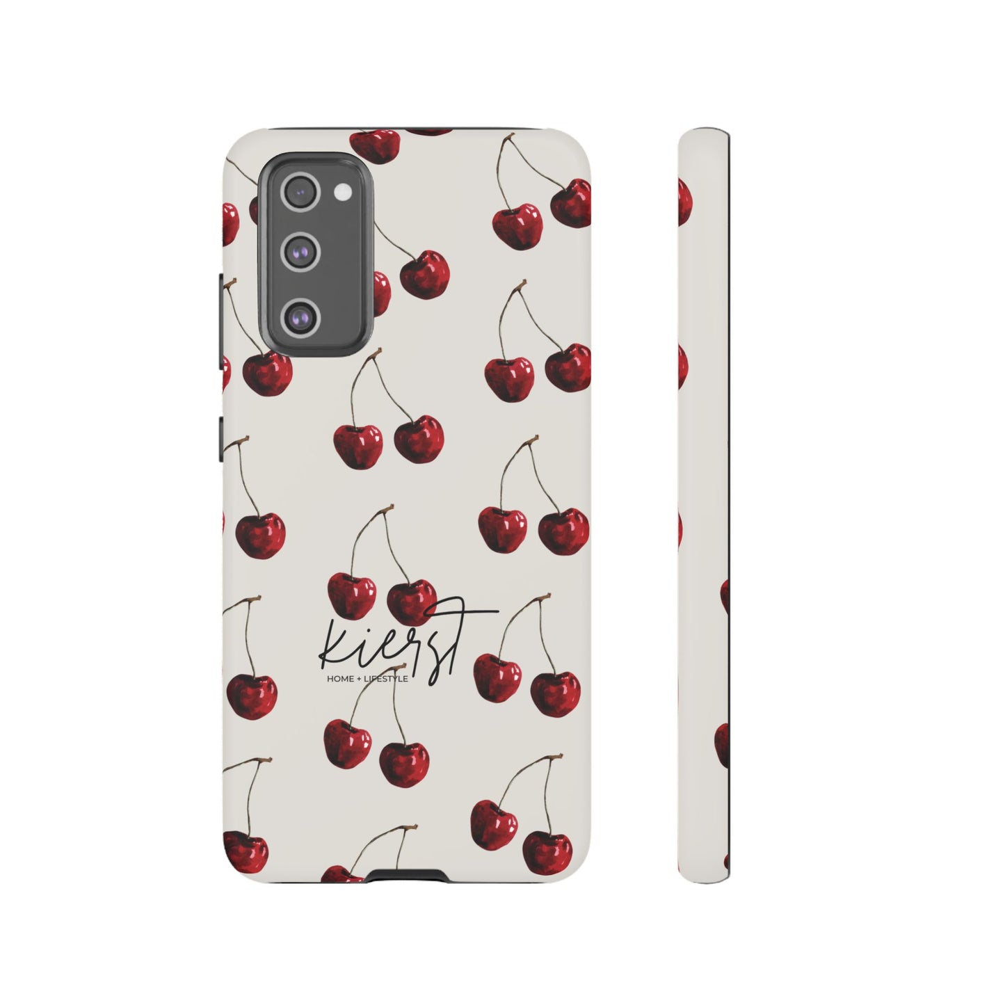 Moody Cherry Stems on White Bone Samsung Galaxy Case | Understated Luxury With A Playful Bite