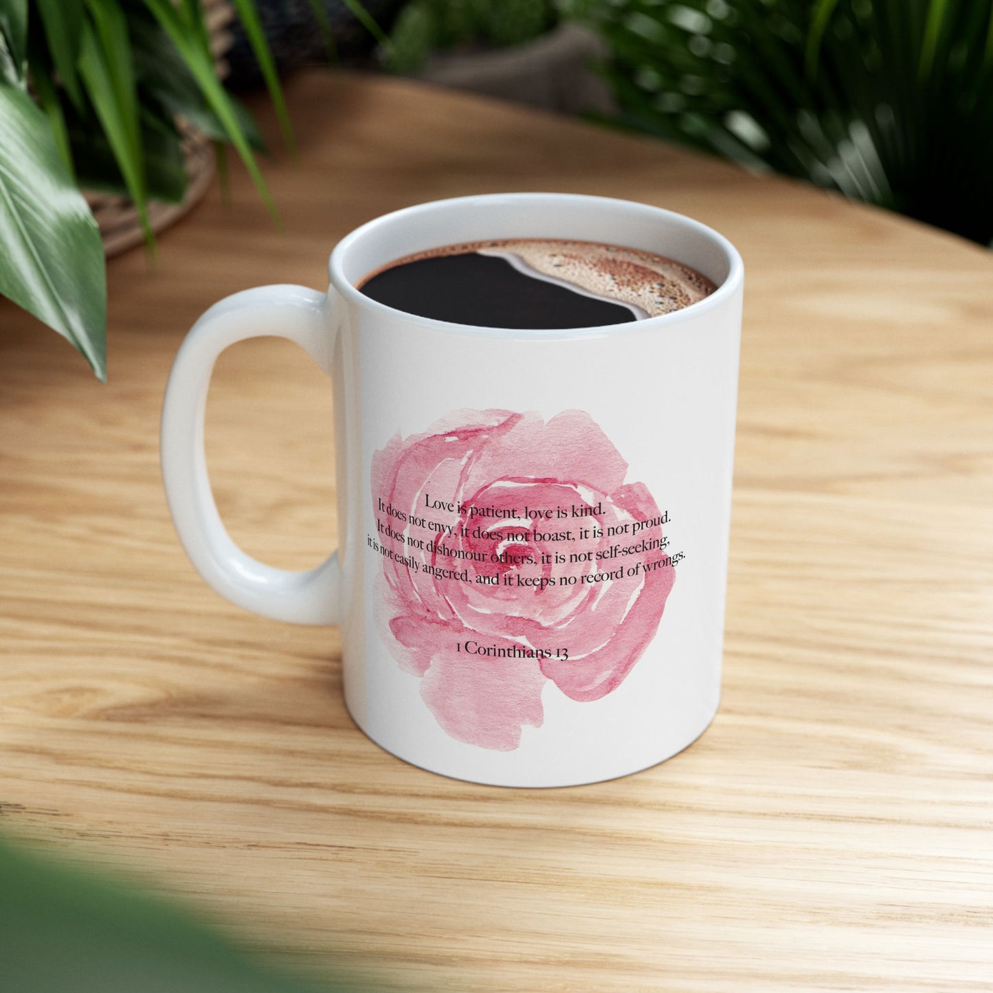 Love Is Patient Mug – Blush Watercolor Rose