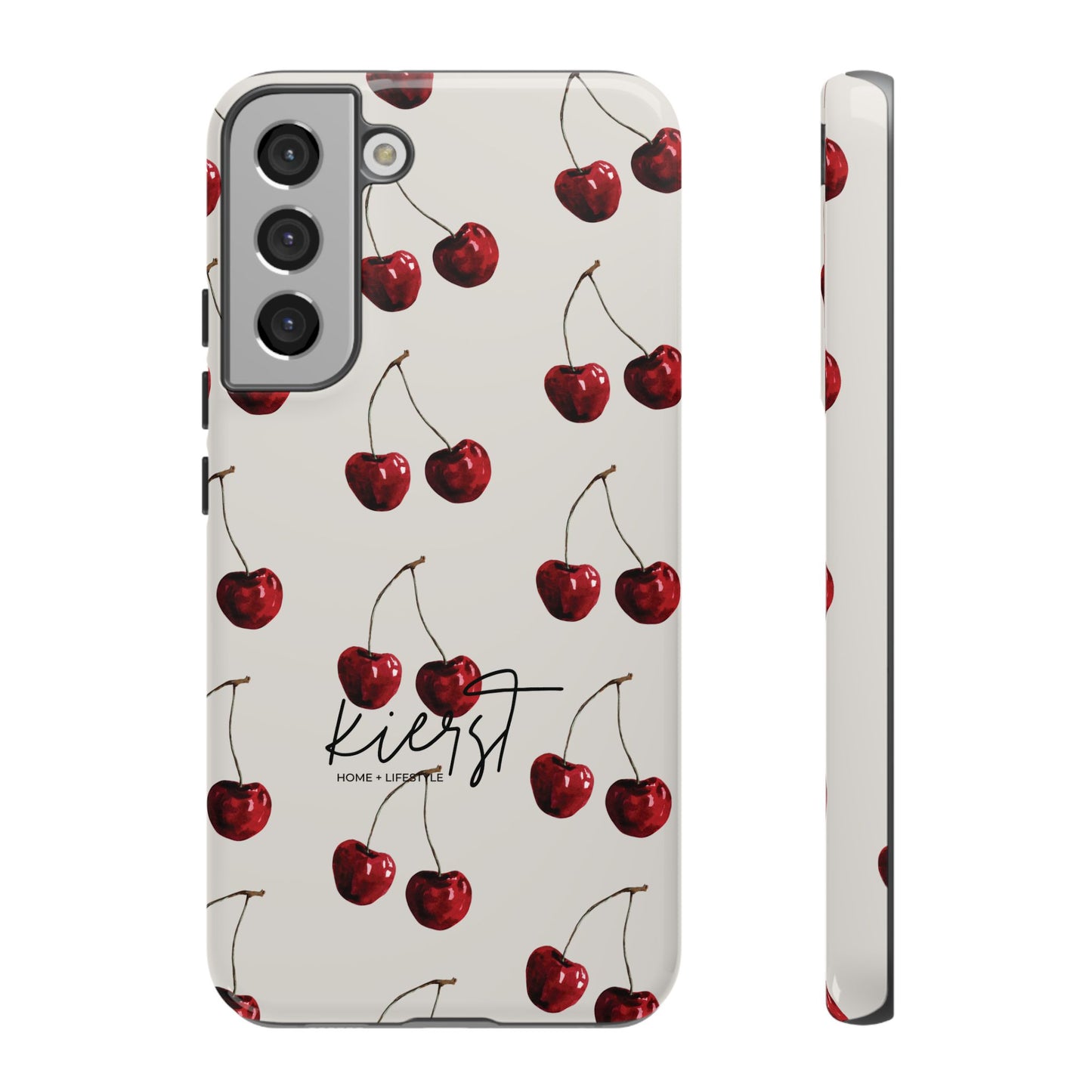 Moody Cherry Stems on White Bone Samsung Galaxy Case | Understated Luxury With A Playful Bite