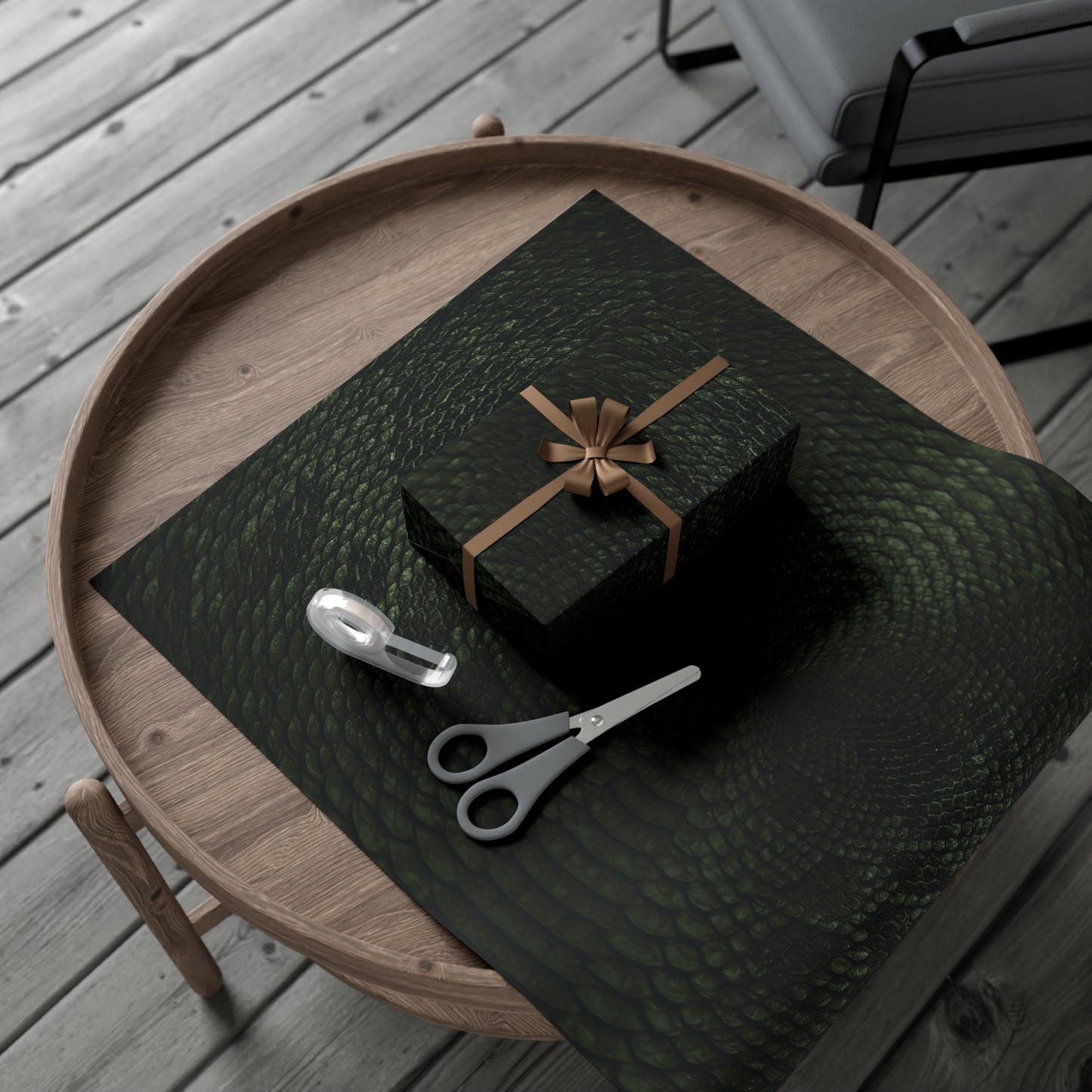 Deep Rich Green Snake Print Gift Wrapping Paper