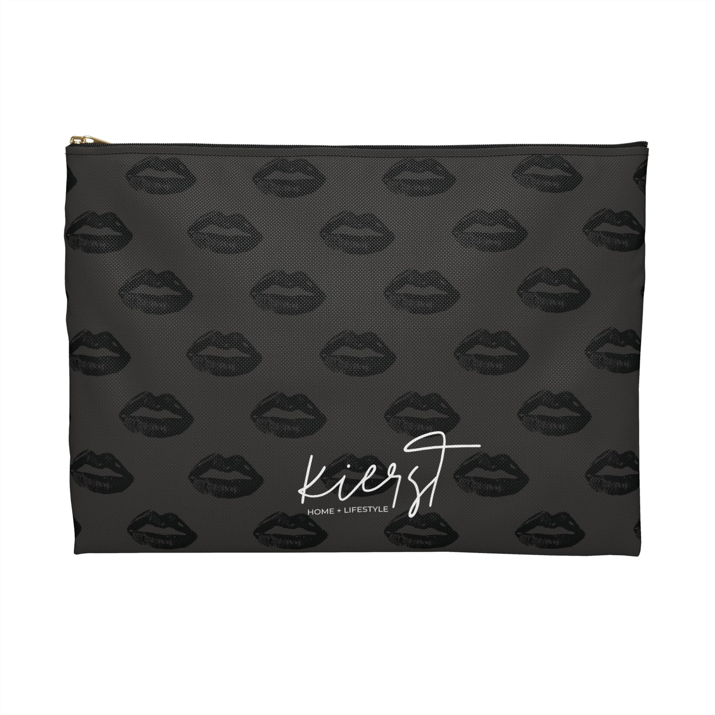 Black Lips on Charcoal Accessory Pouch | Quietly Bold