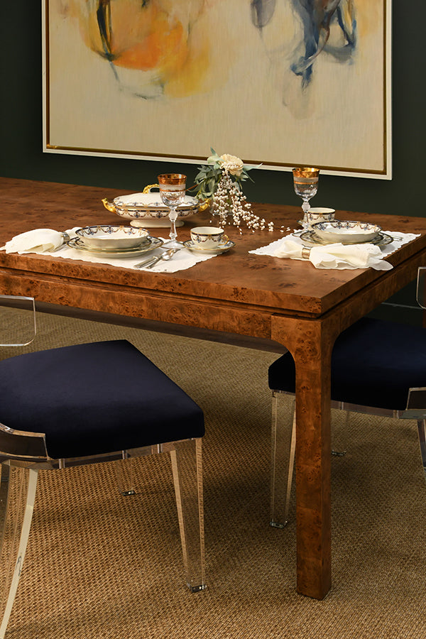 Adams Rectangular Dining Table in Dark Burl Wood