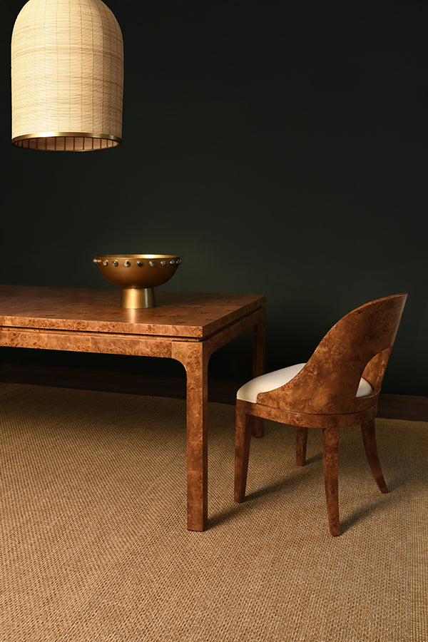 Adams Rectangular Dining Table in Dark Burl Wood
