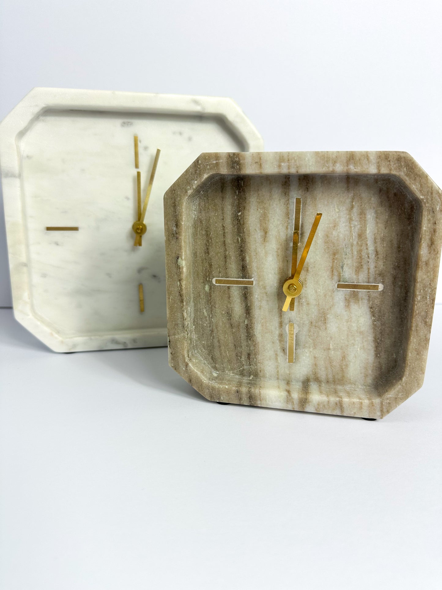 White and Grey Marble Clock