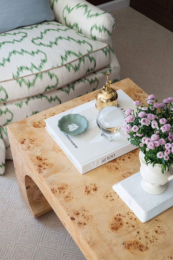 Nicola Coffee Table in Burl Wood