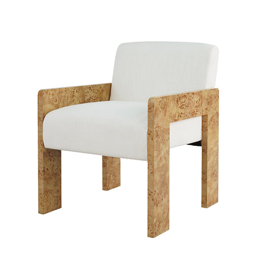 Astor Armchair in Burl & White Linen