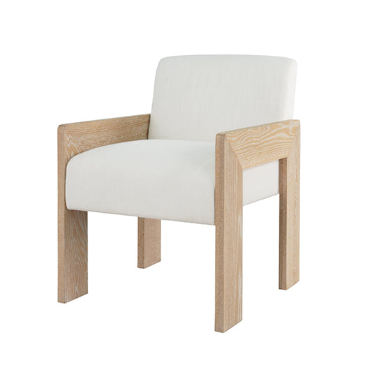 Astor Armchair in Cerused Oak & White Linen