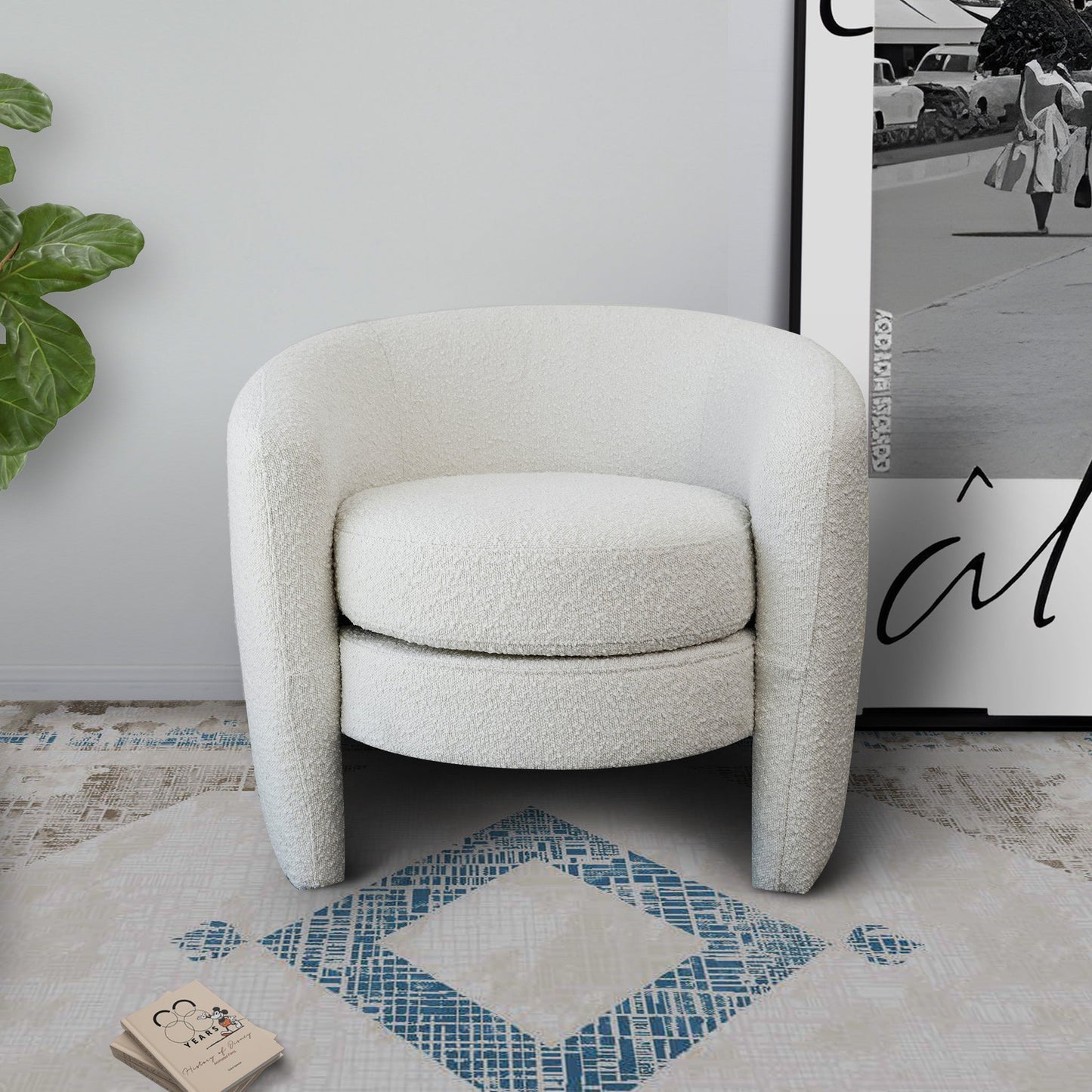 Avalon Boucle Lounge Chair | Minimalist Curved Accent Chair, Floating Seat Silhouette