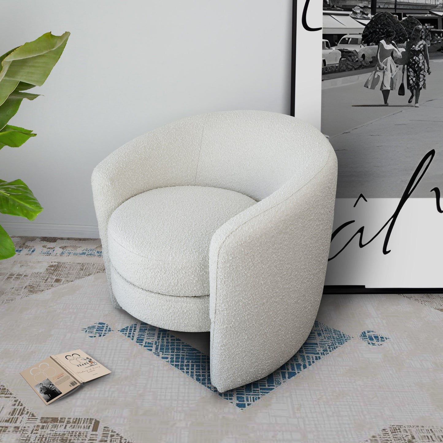 Avalon Boucle Lounge Chair | Minimalist Curved Accent Chair, Floating Seat Silhouette