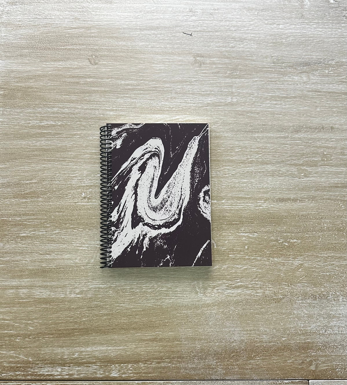Cream Marble on Signature Velvet Noir Notebook