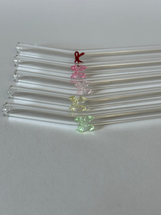 Bow Glass Straw | Reusable Chic Straw with Delicate Bow Charm