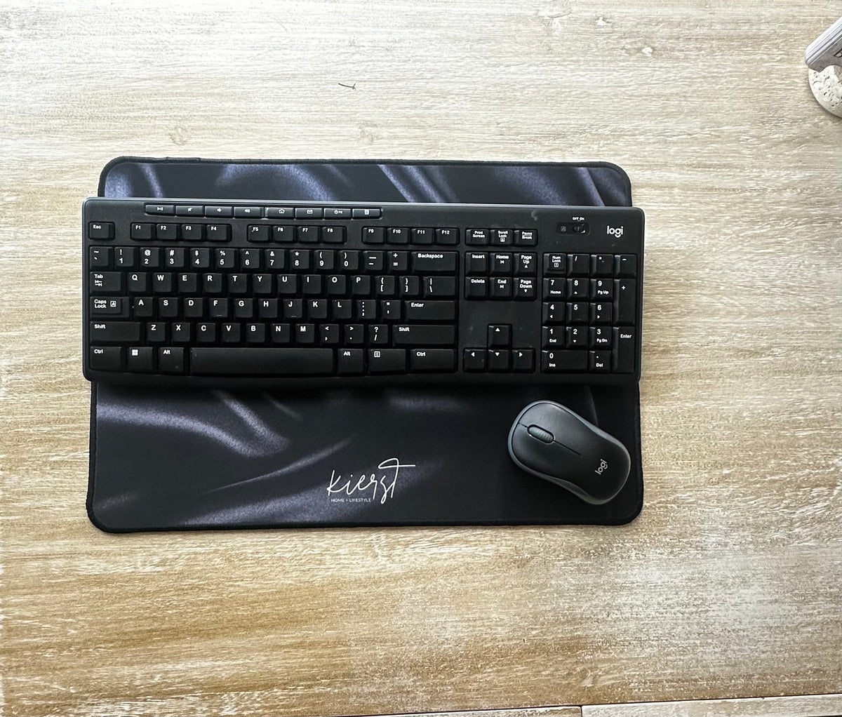 Black Silk Print Desk Mat
