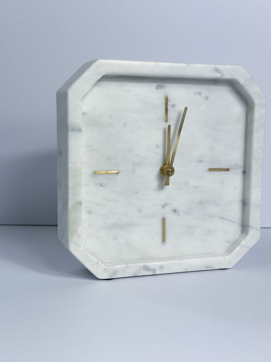 White and Grey Marble Clock