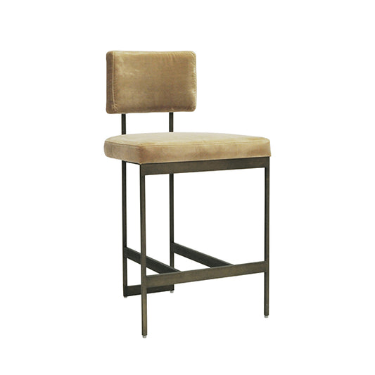 Baylor Counter Stool in Camel Velvet & Bronze