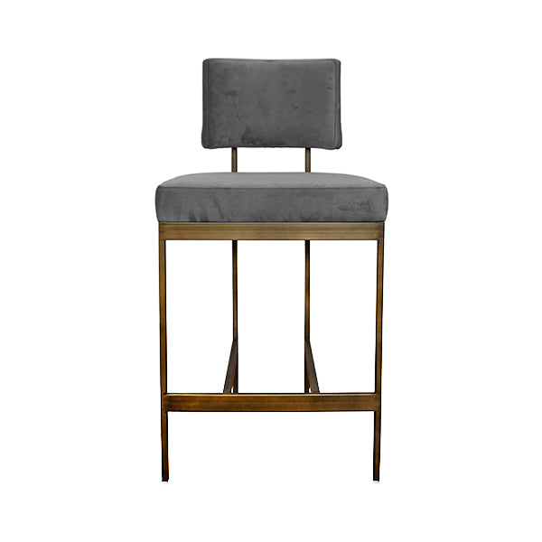 Baylor Counter Stool in Grey Velvet & Bronze