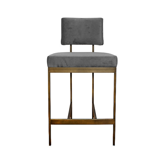 Baylor Counter Stool in Grey Velvet & Bronze