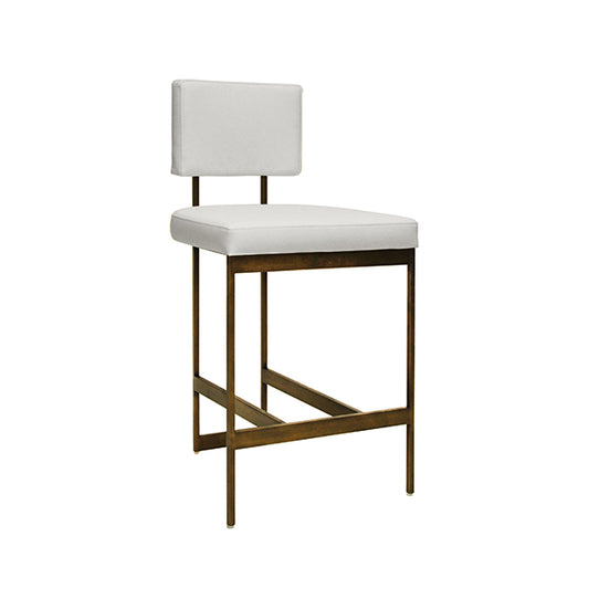 Baylor Counter Stool in White Vinyl & Bronze
