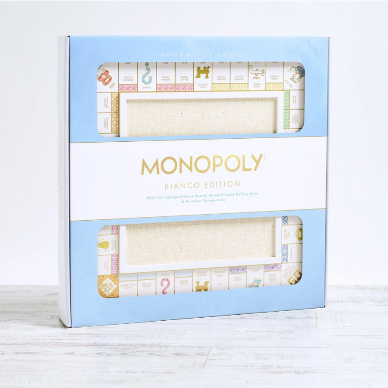 Bianco Game Set – White & Gold Scrabble + Monopoly | Elegant Board Game Duo Doubling as Decor