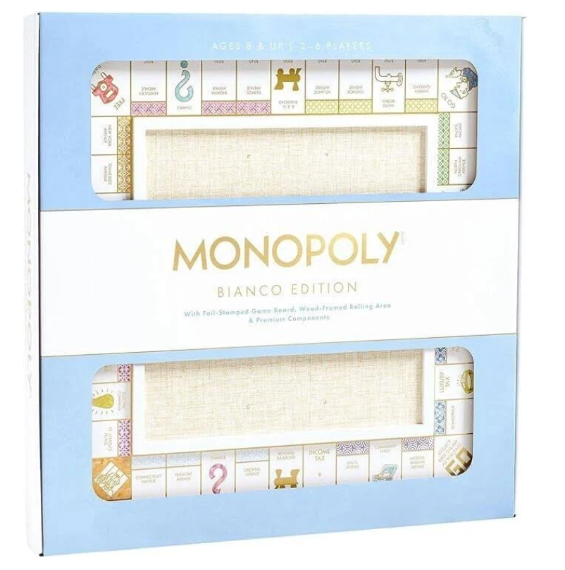 Bianco Game Set – White & Gold Scrabble + Monopoly | Elegant Board Game Duo Doubling as Decor