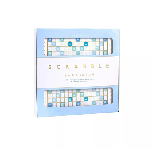 Bianco Game Set – White & Gold Scrabble + Monopoly | Elegant Board Game Duo Doubling as Decor