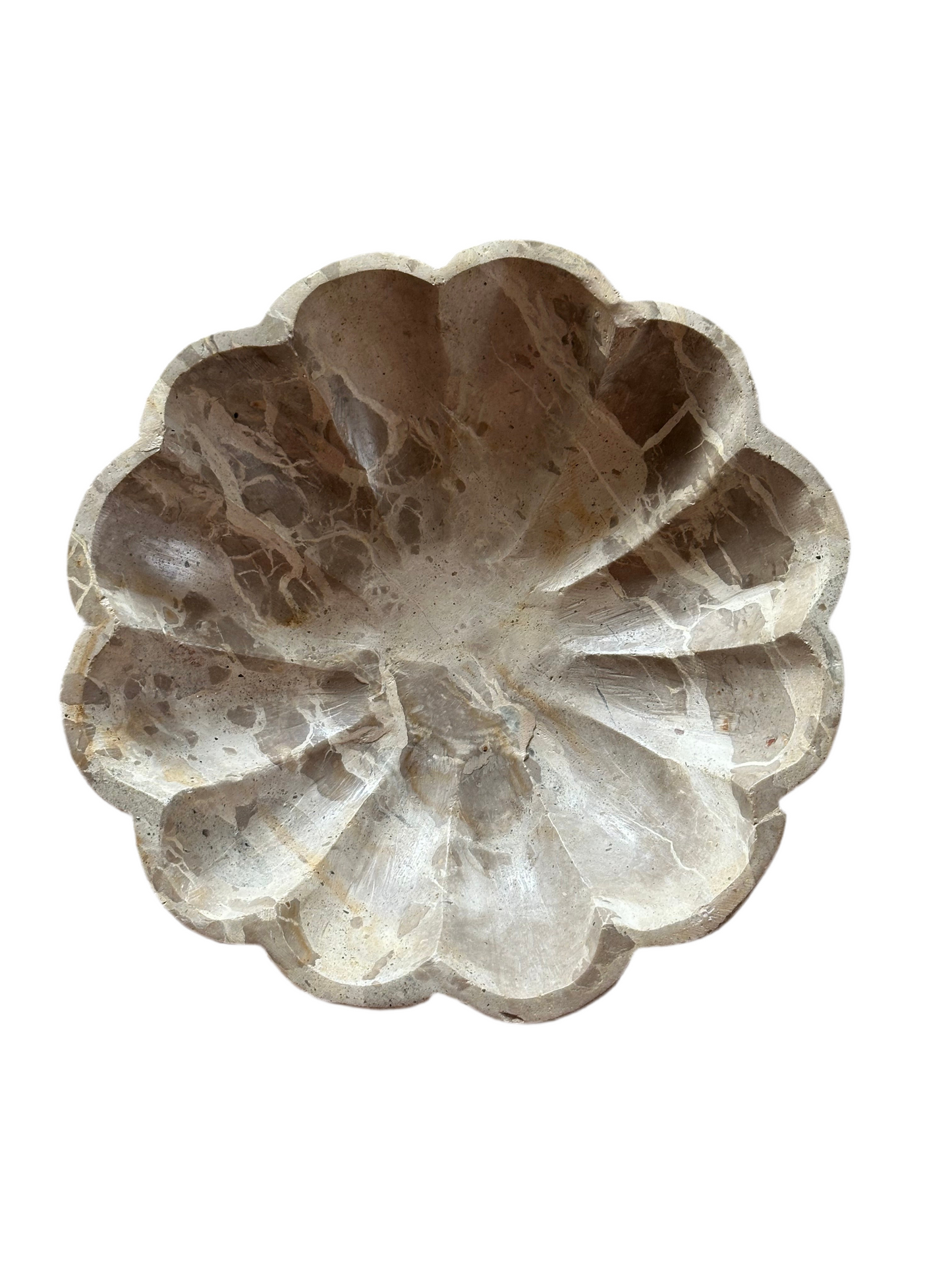 Tan Marble Scalloped Dish