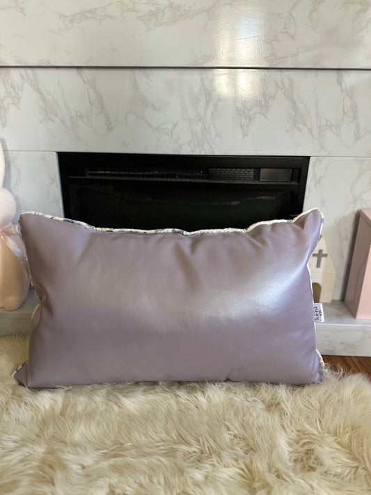 Lilac Pearl Faux Leather Throw Pillows | Soft Shimmer, Elegant Contrast