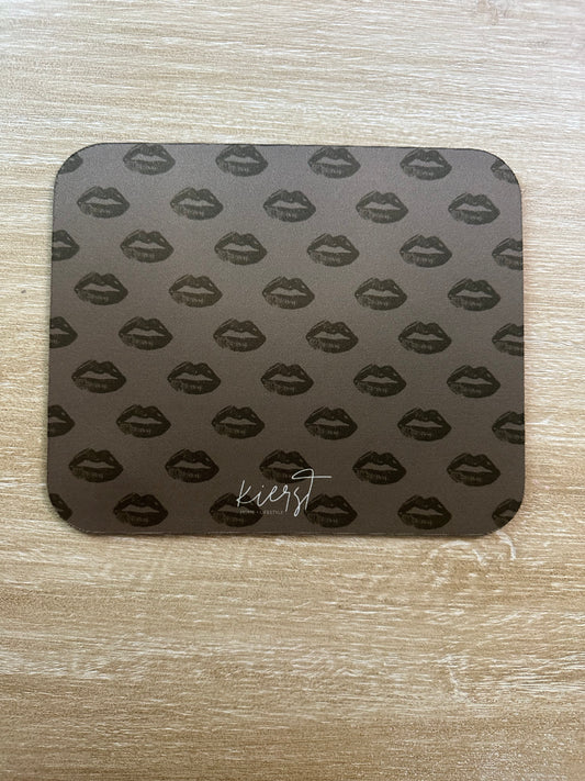 Black Lips on Mocha Mouse Pad
