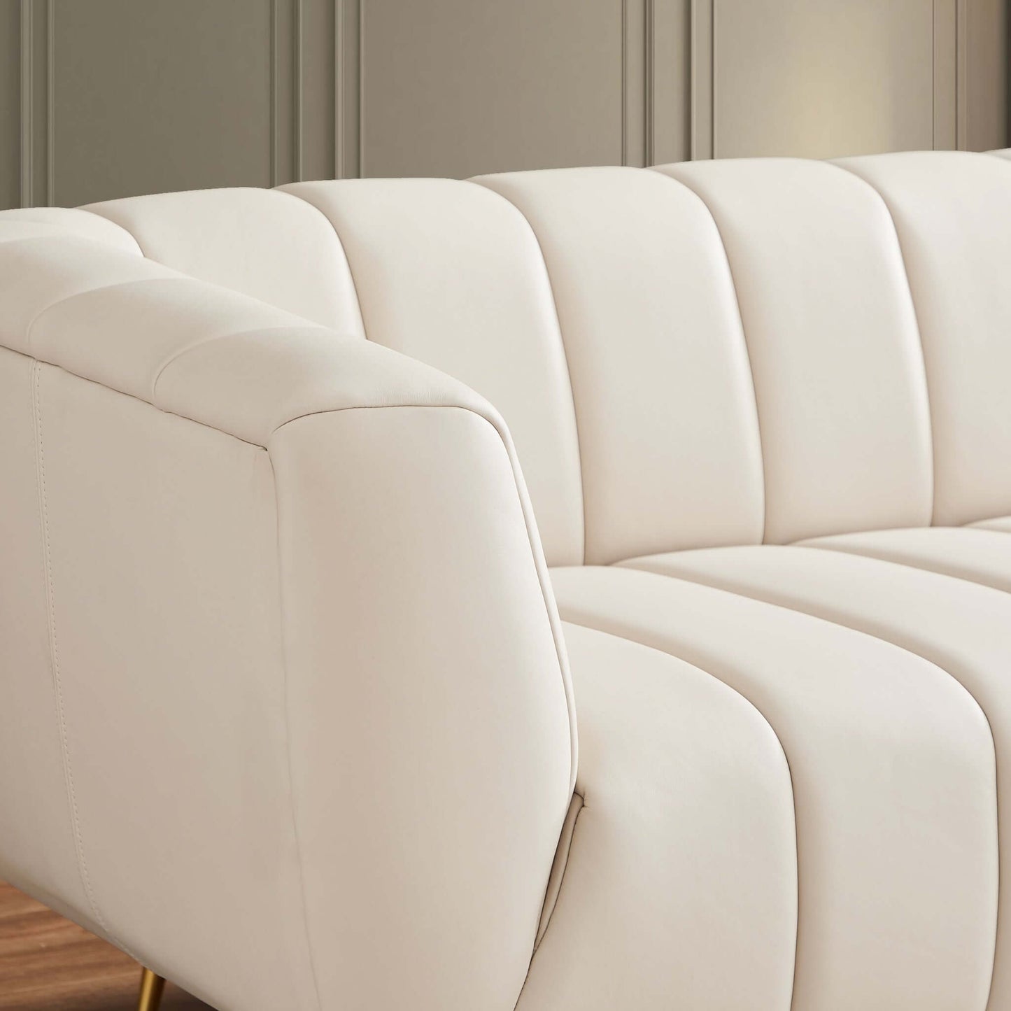 LaMattina Genuine Italian Leather Channel Tufted Sofa