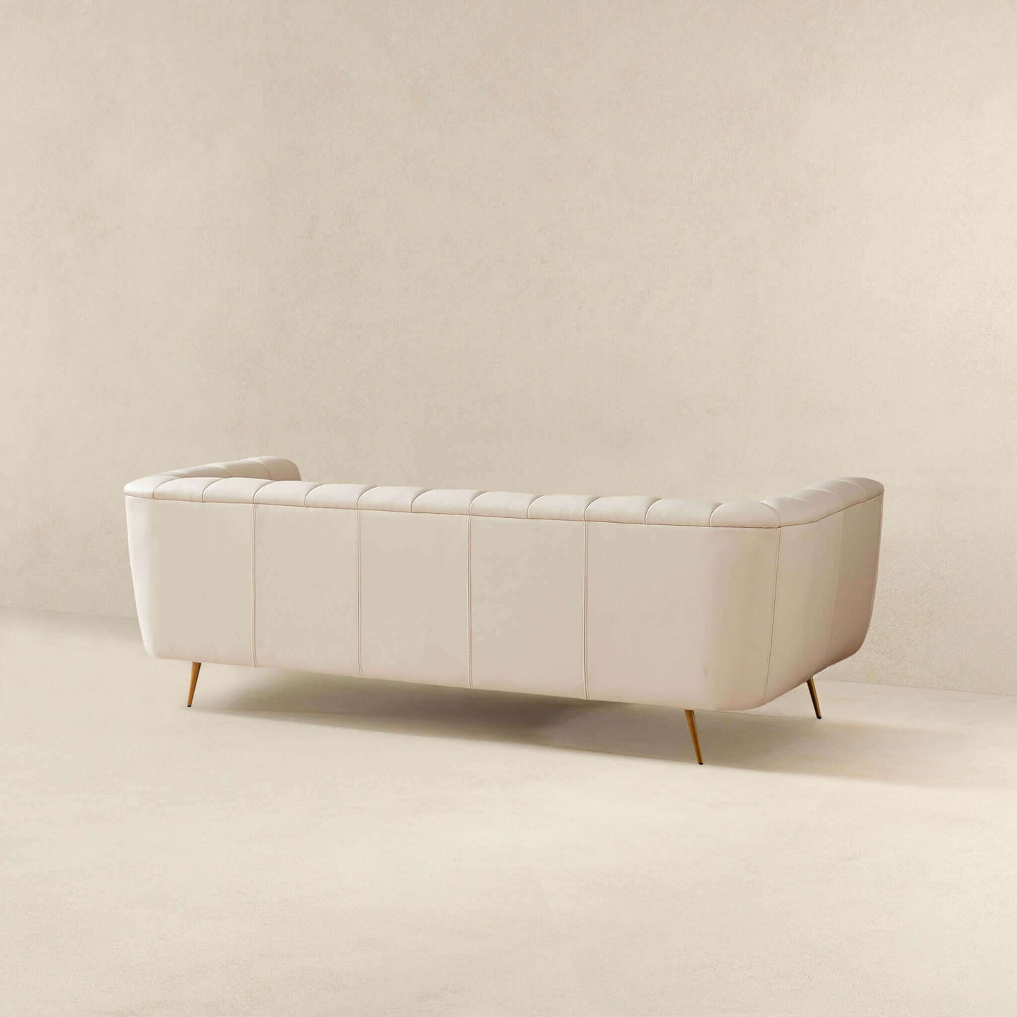 LaMattina Genuine Italian Leather Channel Tufted Sofa