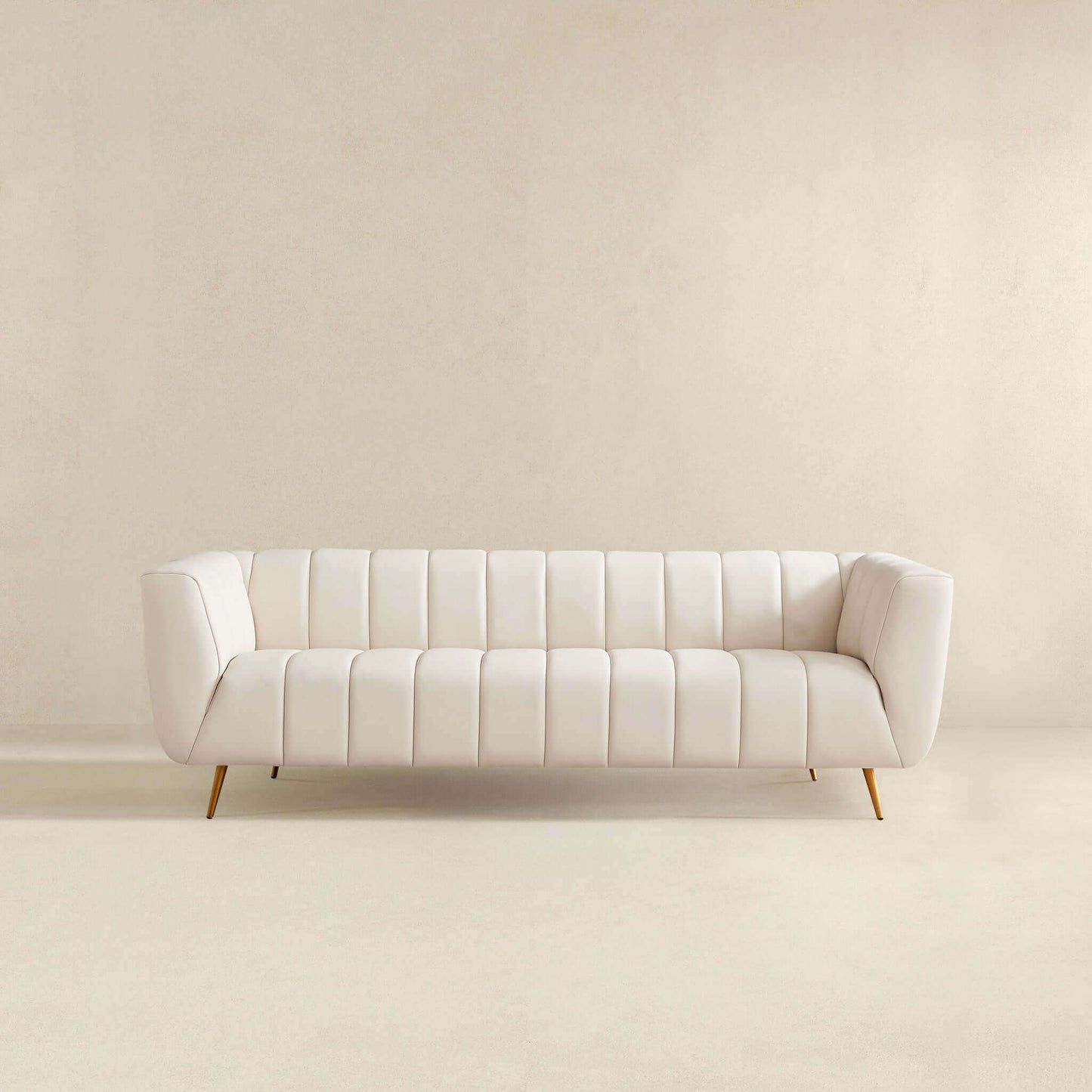 LaMattina Genuine Italian Leather Channel Tufted Sofa