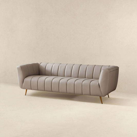 LaMattina Genuine Italian Leather Channel Tufted Sofa