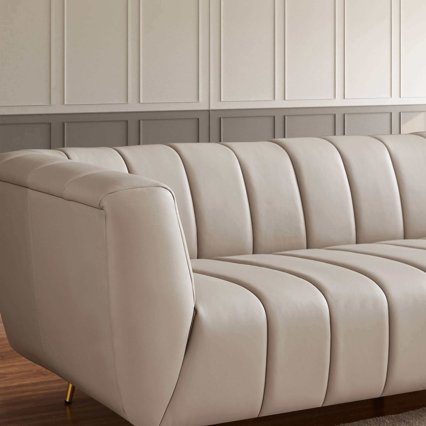LaMattina Genuine Italian Leather Channel Tufted Sofa