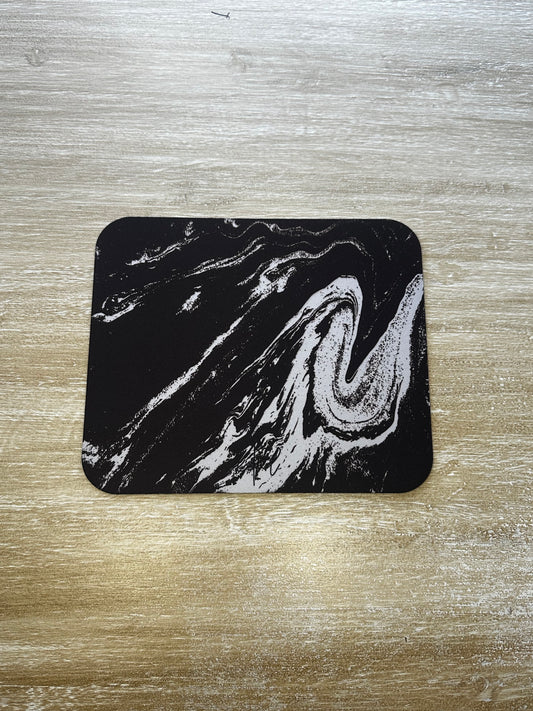 Cream Marble on Signature Velvet Noir Mouse Pad