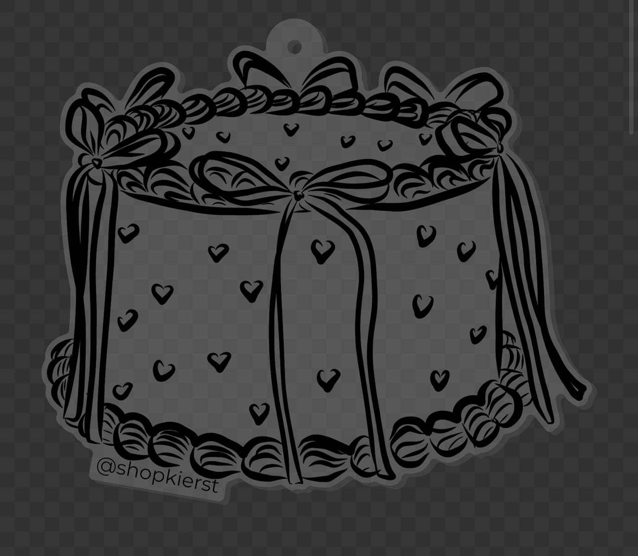 Black Bow Heart Cake Acrylic Charm