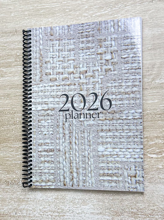 2026 Lifestyle Planner - Cream and Gold Tweed