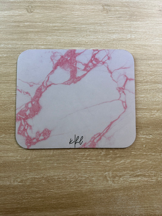 Pink + White Marble Mouse Pad