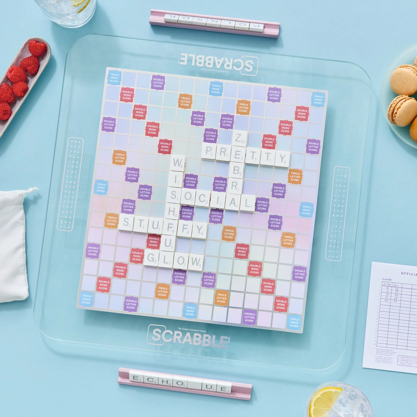 Scrabble Aura Glass Game | Iridescent Rotating Board Game for Elevated Game Nights