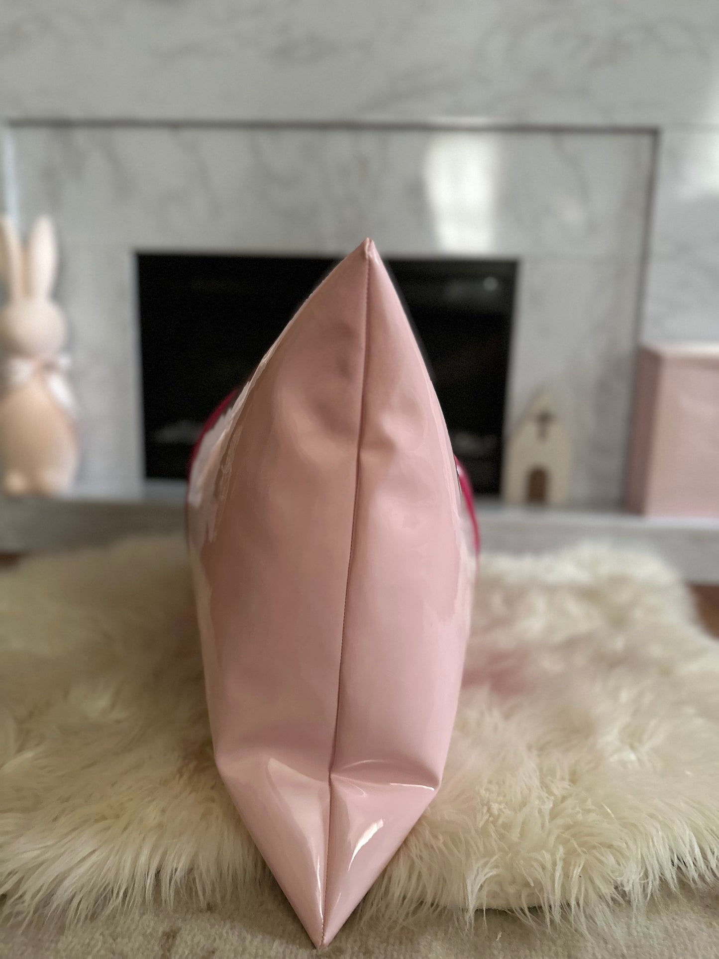Two-Toned Pink Faux Leather Throw Pillow