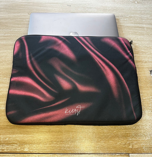 Signature Velvet Noir Silk Print Laptop Sleeve