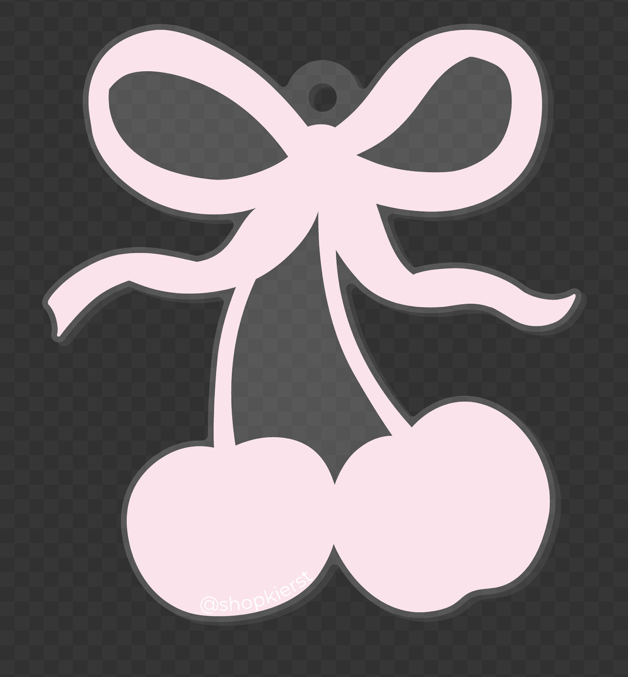 Cherry Stem Bow Ornament + Keychain (Signature Pink)