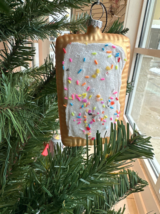 Pop tart glass ornament